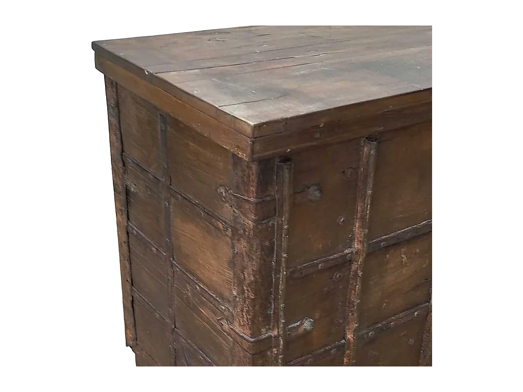 Malle en bois artisanale marron 130x47x85 (h)