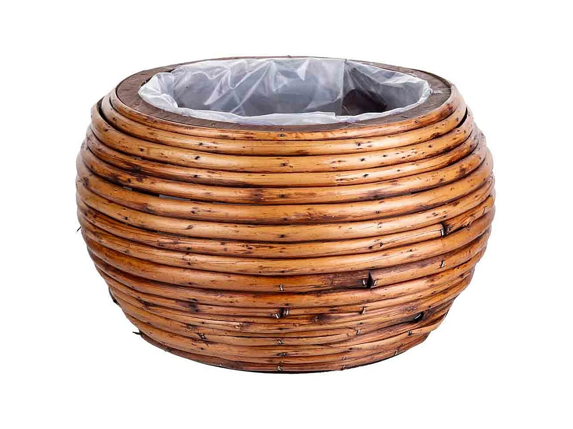 Panier en bambou marron rond 30 x 24 x 18 cm h