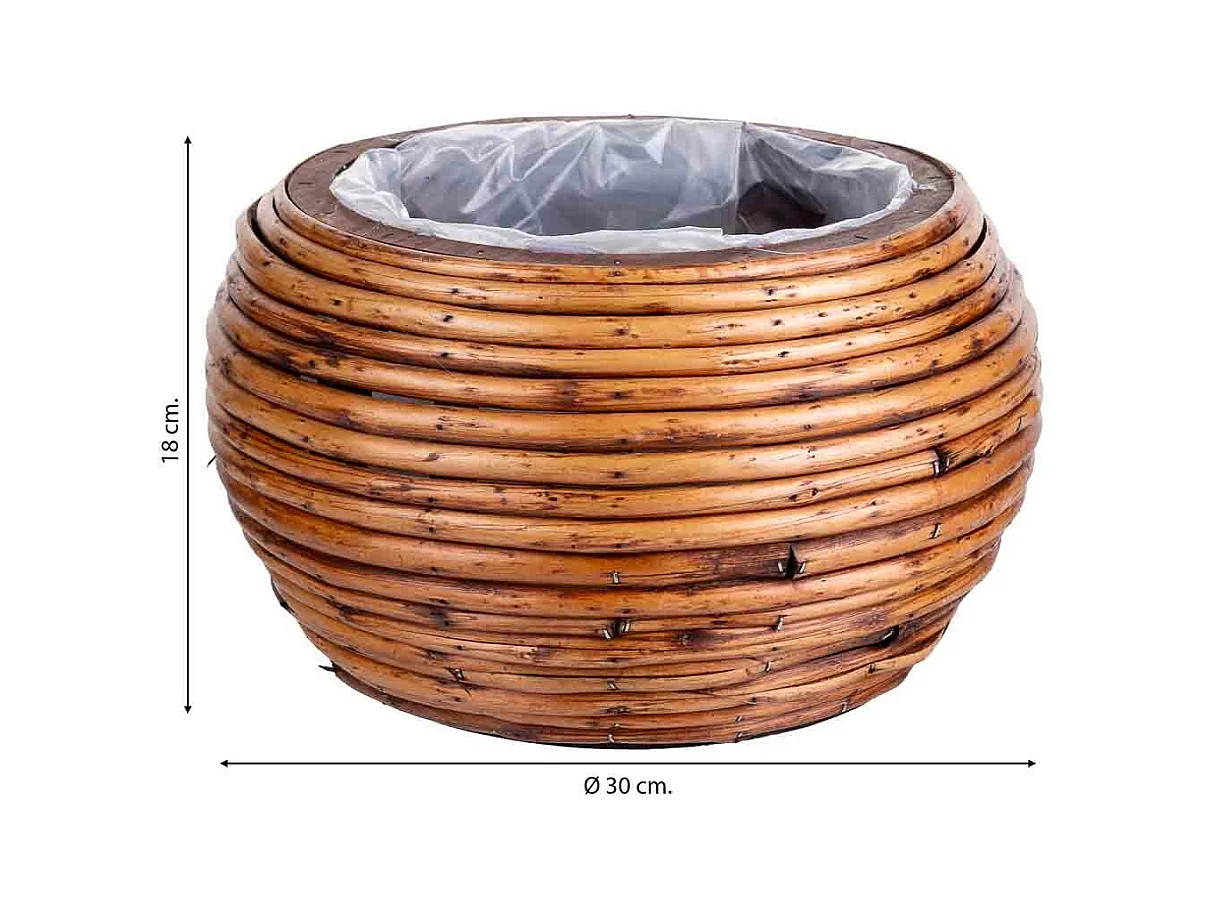 Panier en bambou marron rond 30 x 24 x 18 cm h