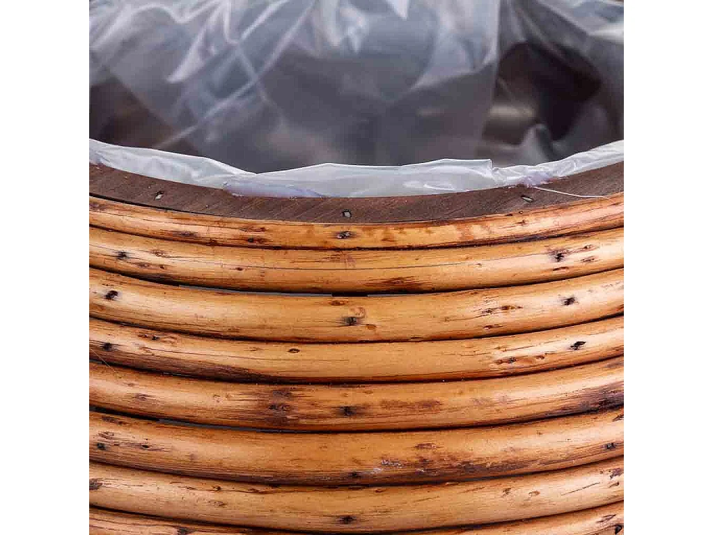 Cesto de bambú marrón redondo 30x24x18h cm