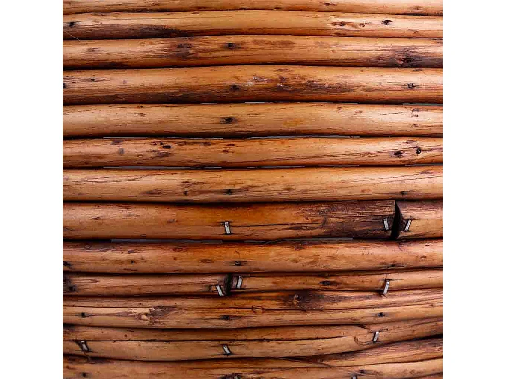 Cesto de bambú marrón redondo 30x24x18h cm