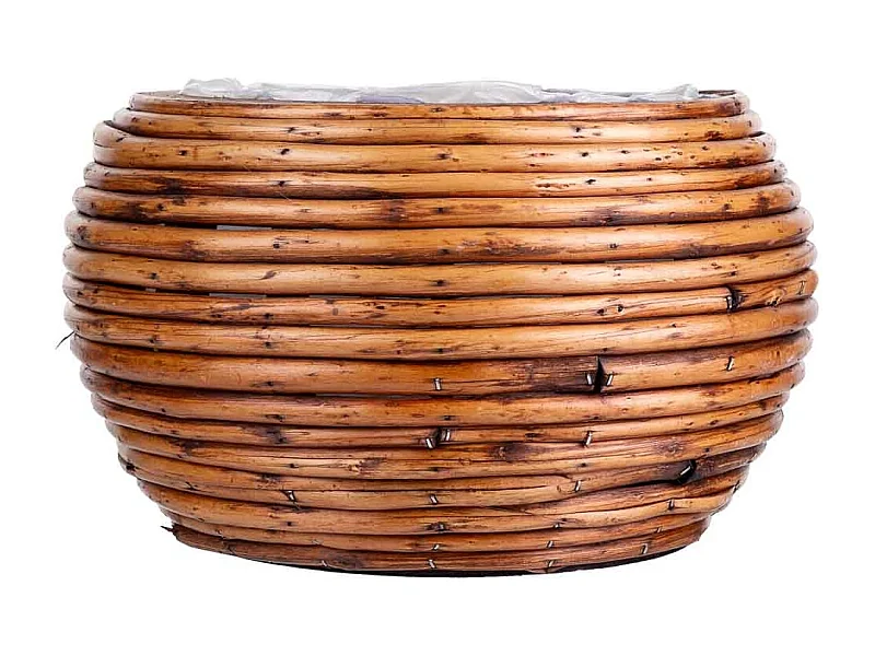 Cesto de bambu redondo castanho 30x24x18 cm