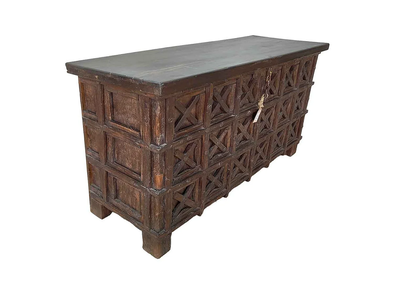 Coffre en bois marron 134x41x84 cm