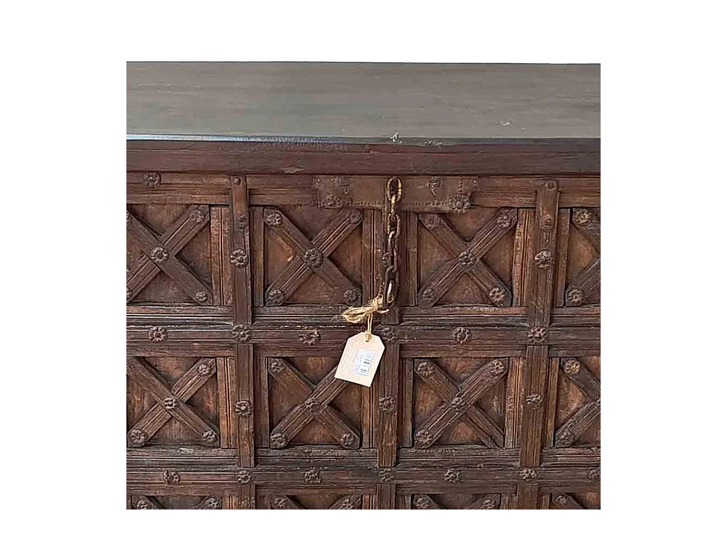 Coffre en bois marron 134x41x84 cm