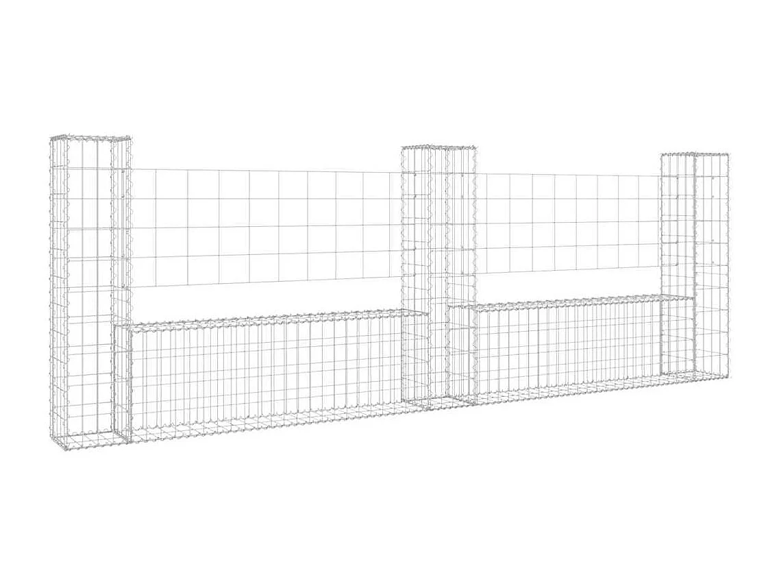 Panier de gabion-Mur en gabion en forme de U avec 3 poteaux Fer 260x20x100 cm