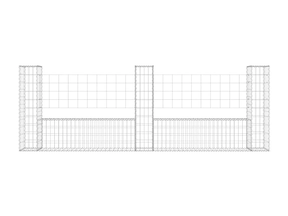 Panier de gabion-Mur en gabion en forme de U avec 3 poteaux Fer 260x20x100 cm