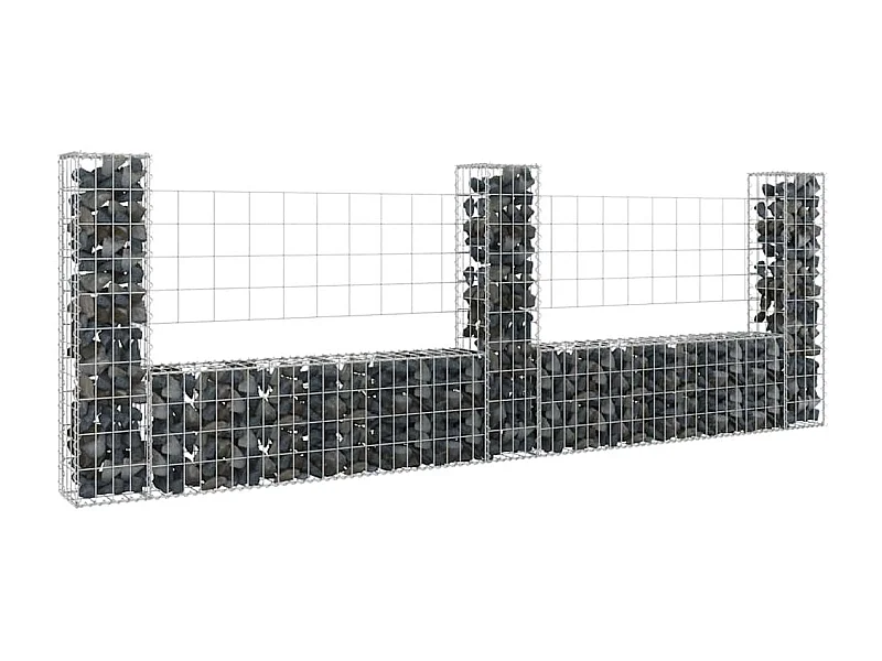 Panier de gabion-Mur en gabion en forme de U avec 3 poteaux Fer 260x20x100 cm