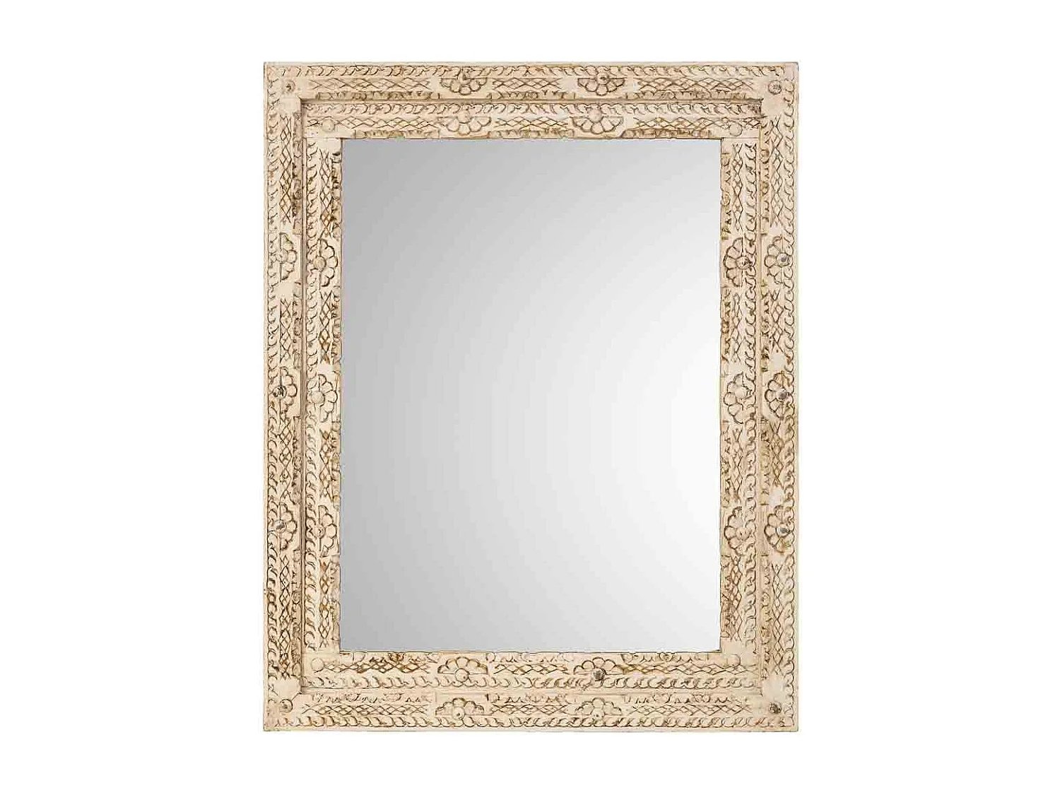 Miroir artisanal en bois beige, 80x3x100 cm