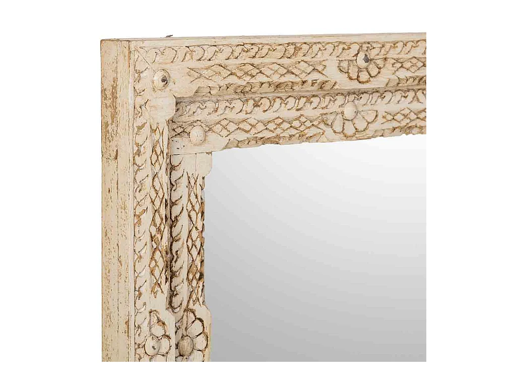 Miroir artisanal en bois beige, 80x3x100 cm