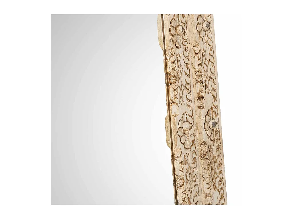 Miroir artisanal en bois beige, 80x3x100 cm