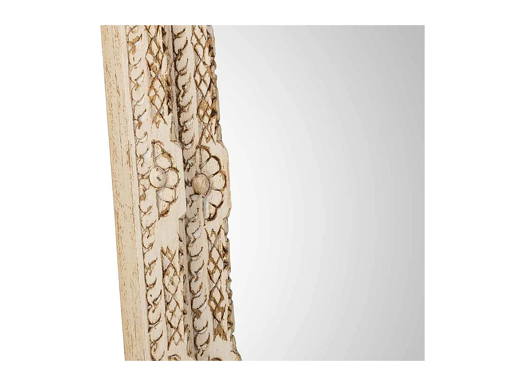 Miroir artisanal en bois beige, 80x3x100 cm