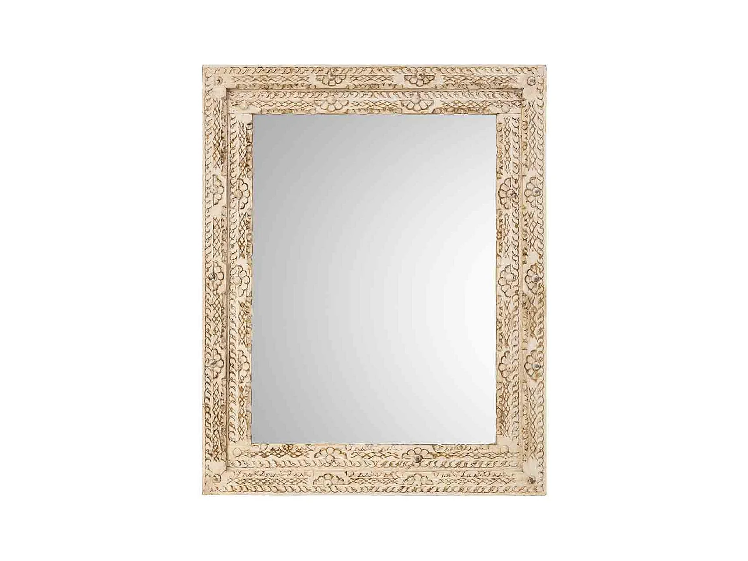 Miroir artisanal en bois beige, 80x3x100 cm