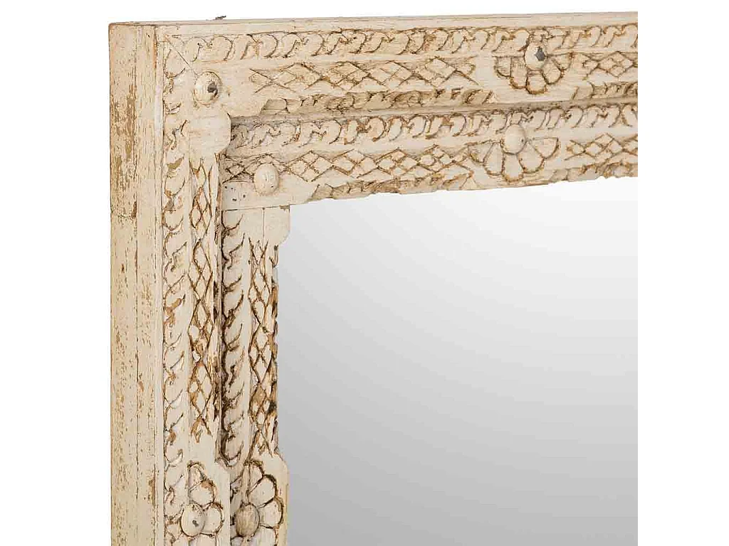 Espelho em madeira artesanal, bege, 80x3x100 cm