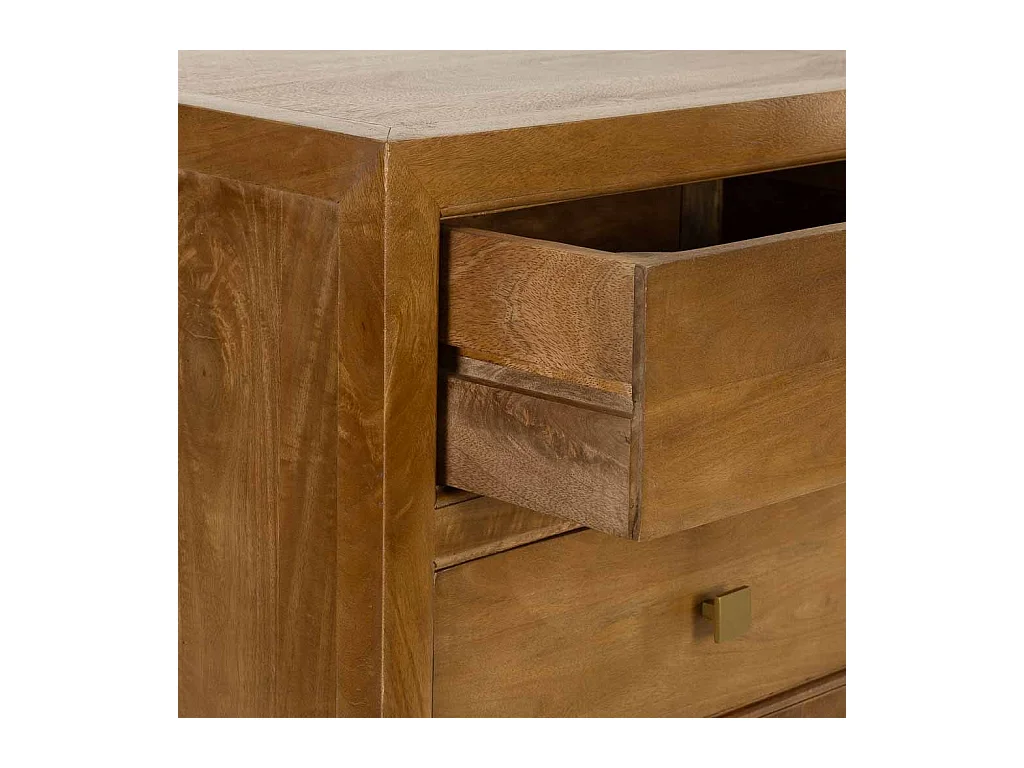 Commode 5 tiroirs en bois marron 60x45x116 cm