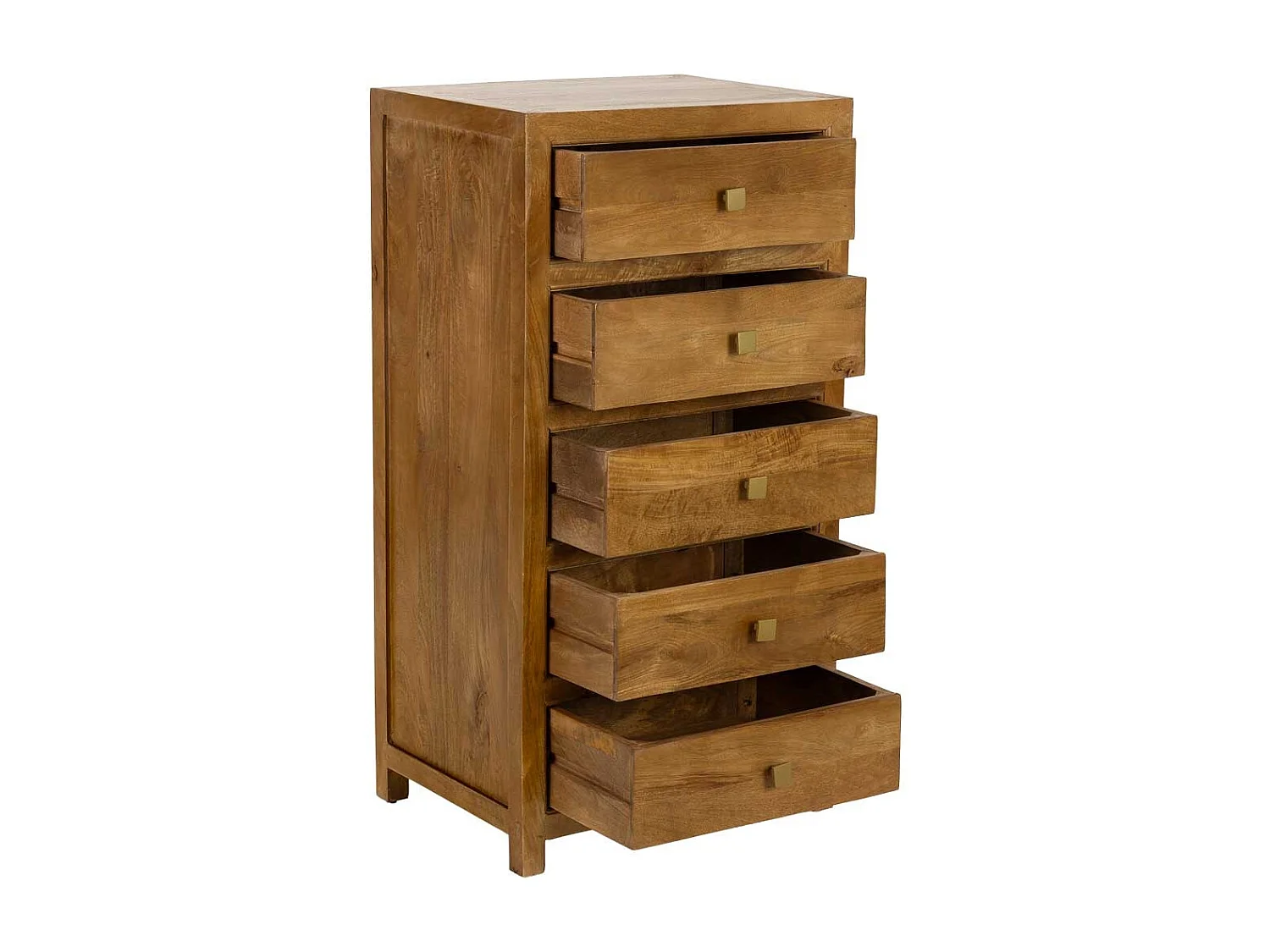 Cómoda em madeira castanha com 5 gavetas 60x45x116 cm