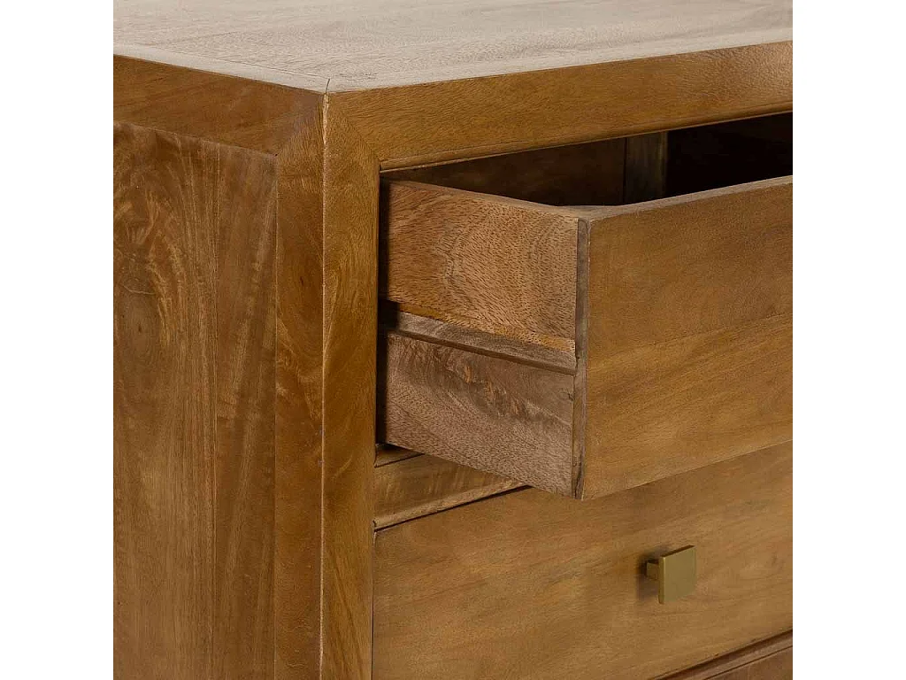 Cómoda em madeira castanha com 5 gavetas 60x45x116 cm