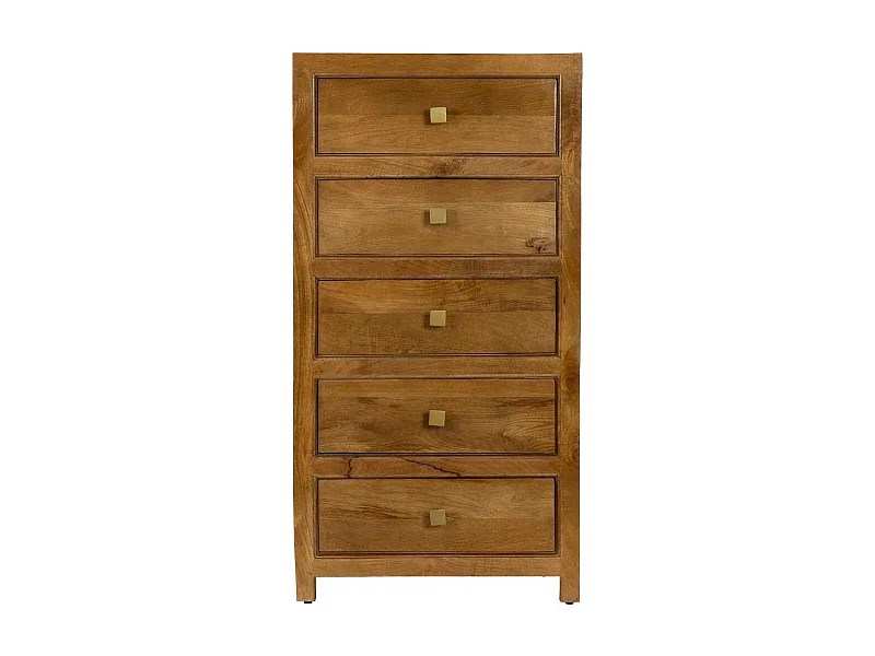 Cómoda em madeira castanha com 5 gavetas 60x45x116 cm
