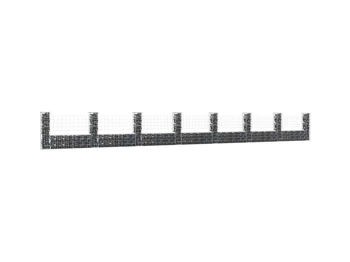 Mur en gabion-Panier de gabion en forme de U avec 8 poteaux Fer 860x20x100 cm