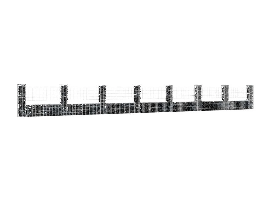 Mur en gabion-Panier de gabion en forme de U avec 8 poteaux Fer 860x20x100 cm