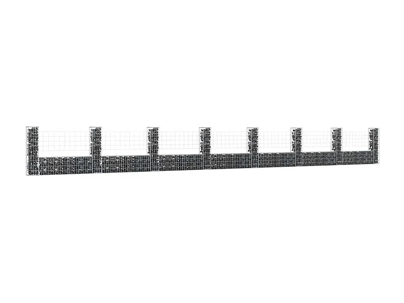 Mur en gabion-Panier de gabion en forme de U avec 8 poteaux Fer 860x20x100 cm