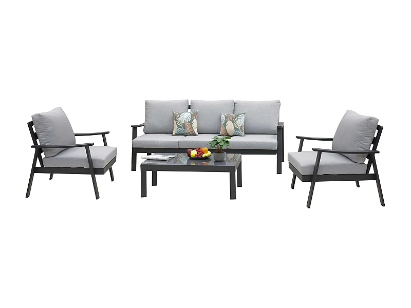 Muebles Exterior Jardín Terraza Oropesa 4 Pz Estilo Contemporáneo Gris