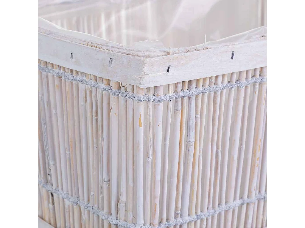 Cesto de bambu quadrado branco 26x18x13 cm