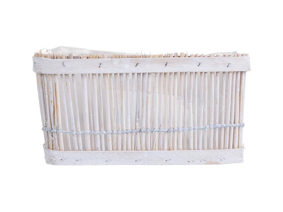 Cesto de bambú cuadrado blanco 21x15x12h cm