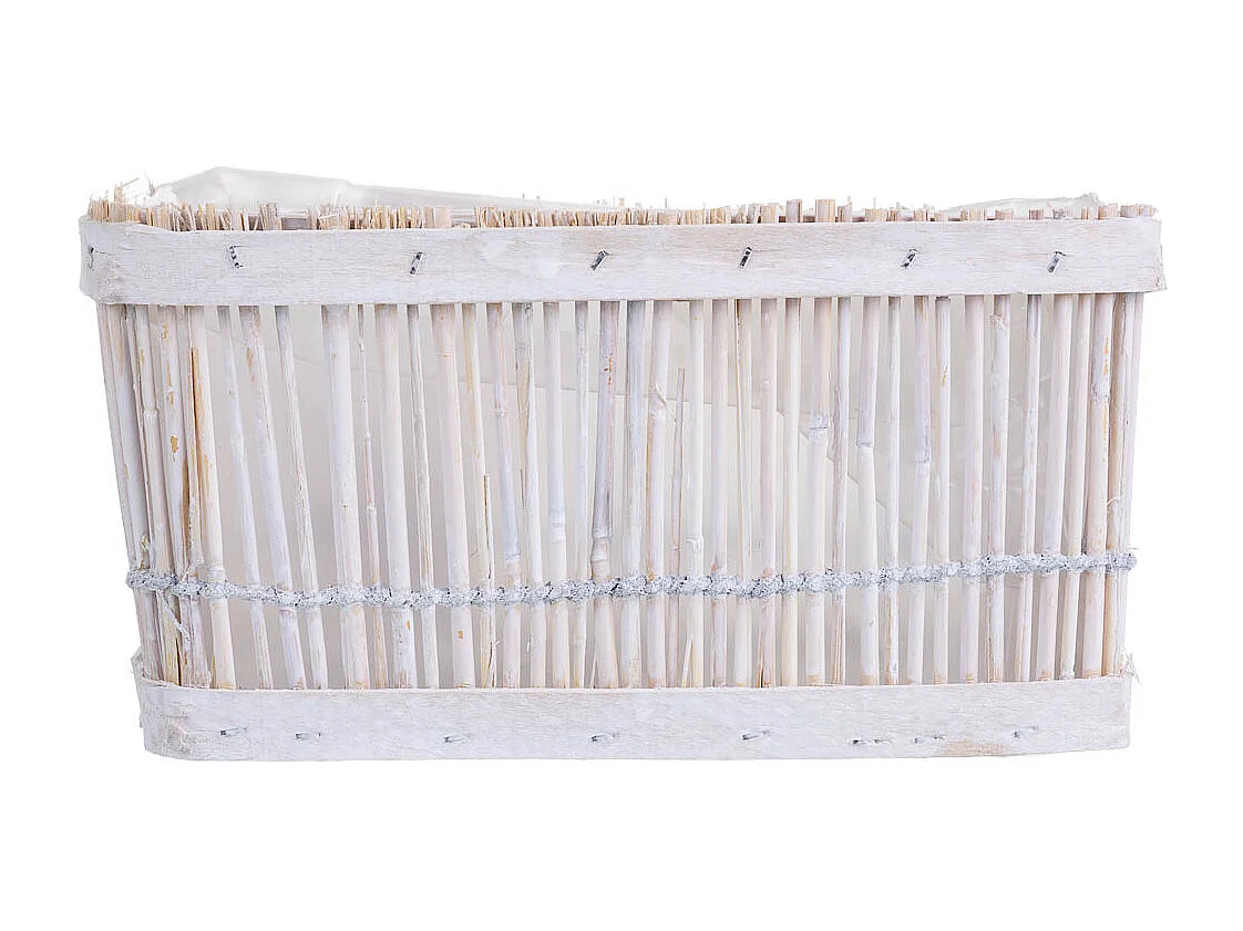 Cesto de bambu quadrado branco 21x15x12 cm