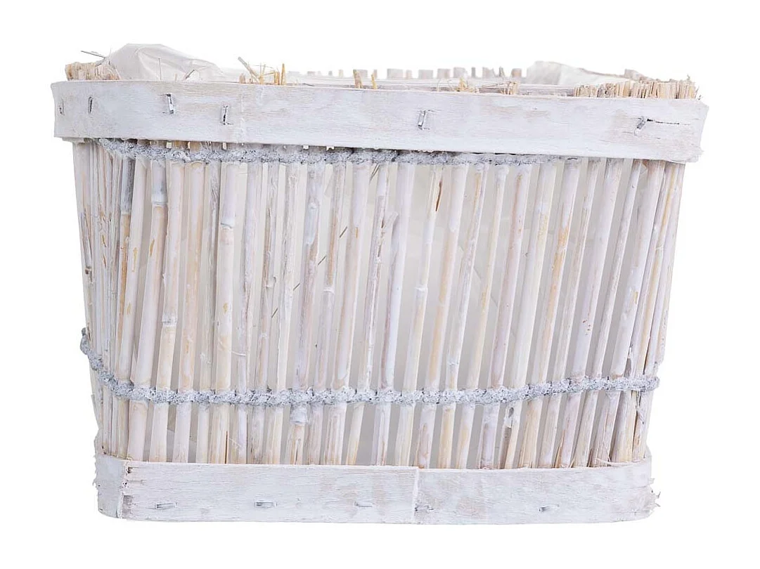 Cesto de bambu quadrado branco 21x15x12 cm