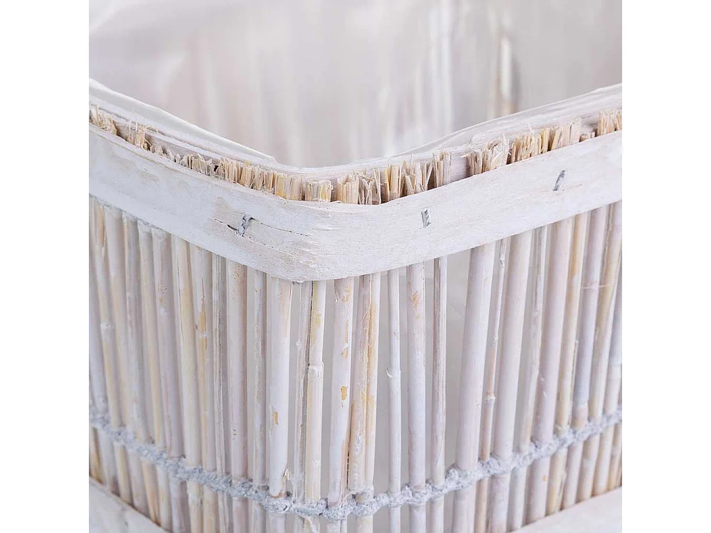 Cesto de bambu quadrado branco 21x15x12 cm