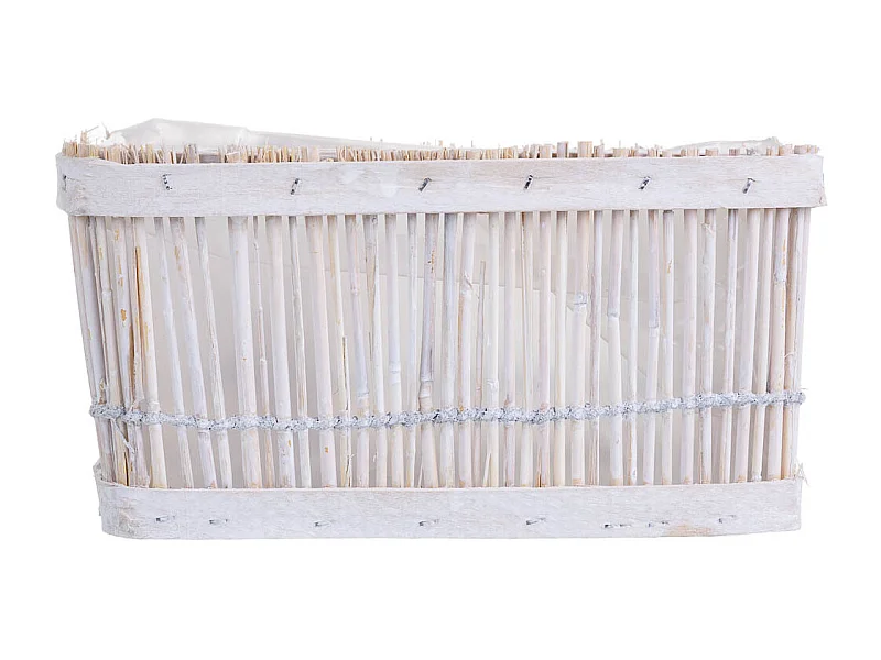 Cesto de bambu quadrado branco 21x15x12 cm