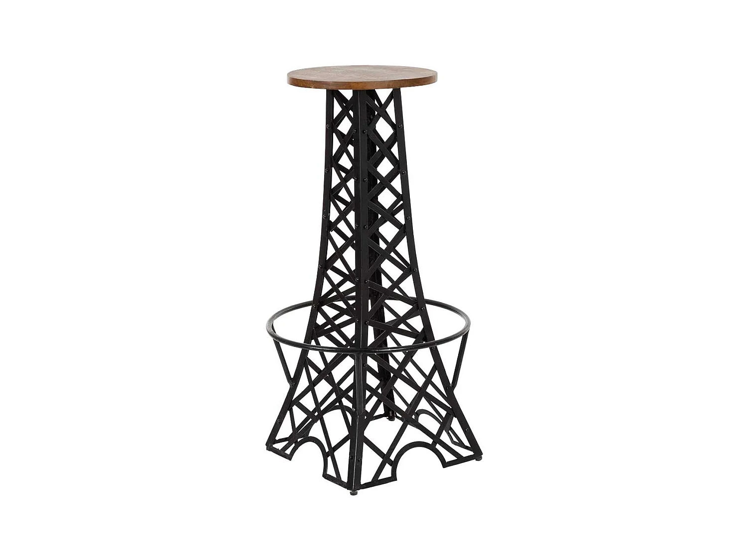 Tabouret noir à assise ronde 42x42x80 cm