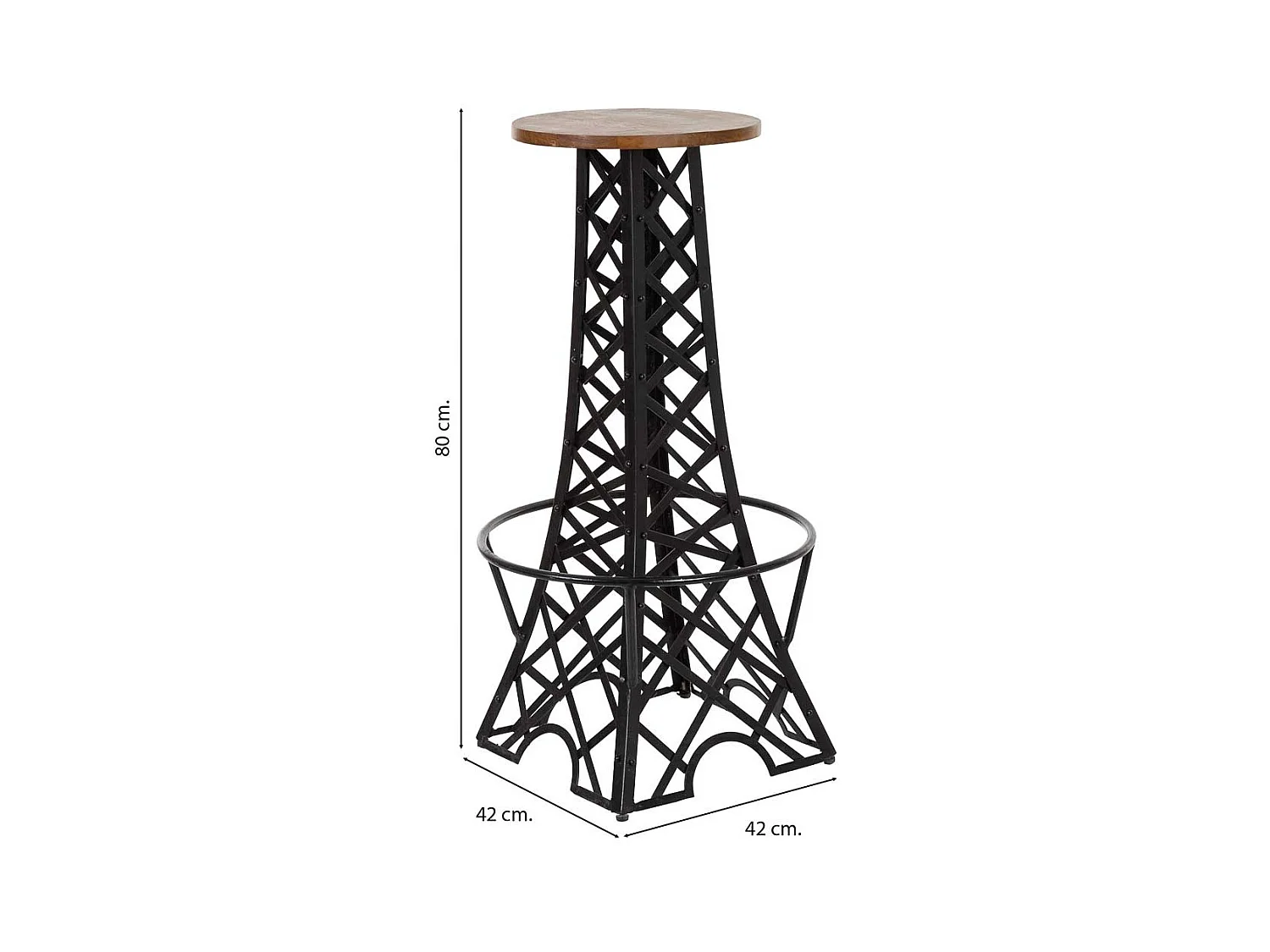 Tabouret noir à assise ronde 42x42x80 cm