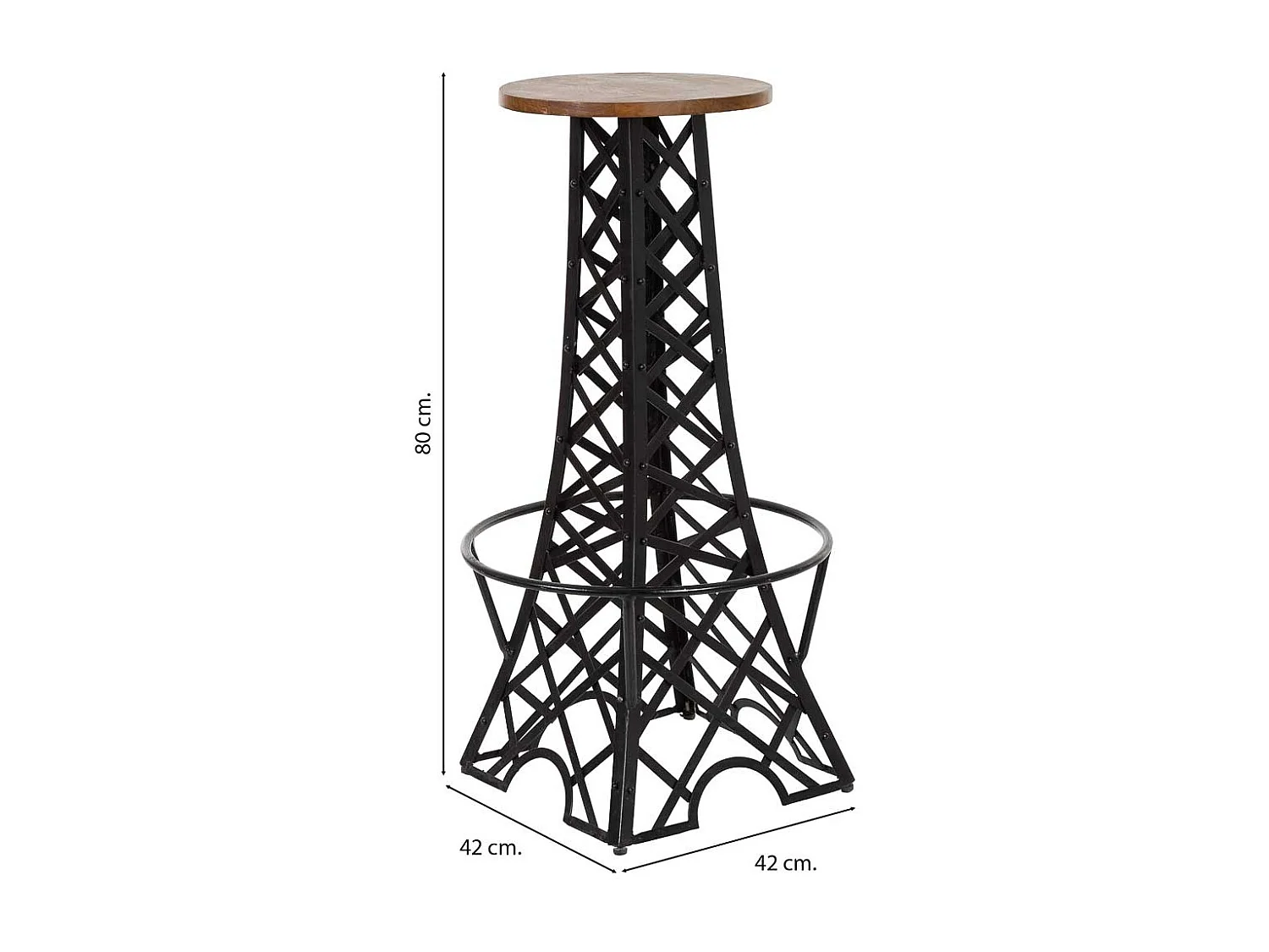 Banco preto com assento redondo 42x42x80 cm