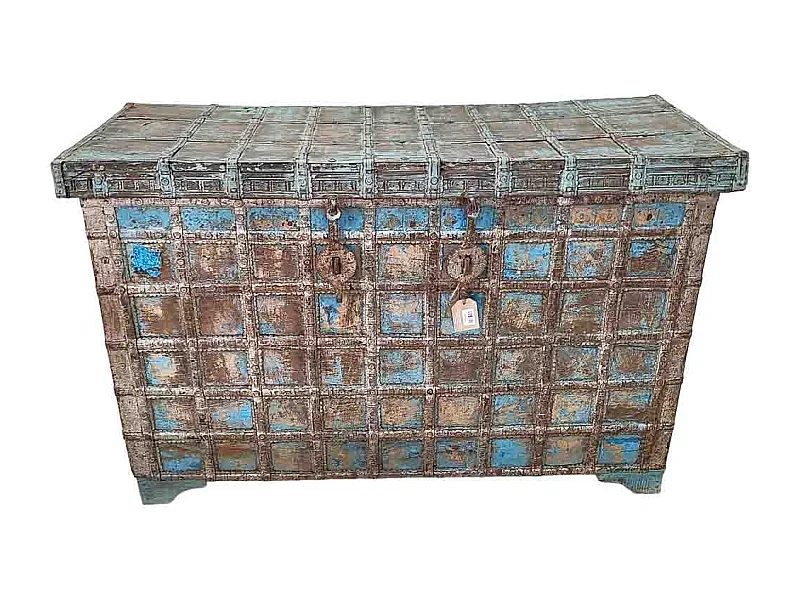 Baú em madeira castanha 121x50x79 cm