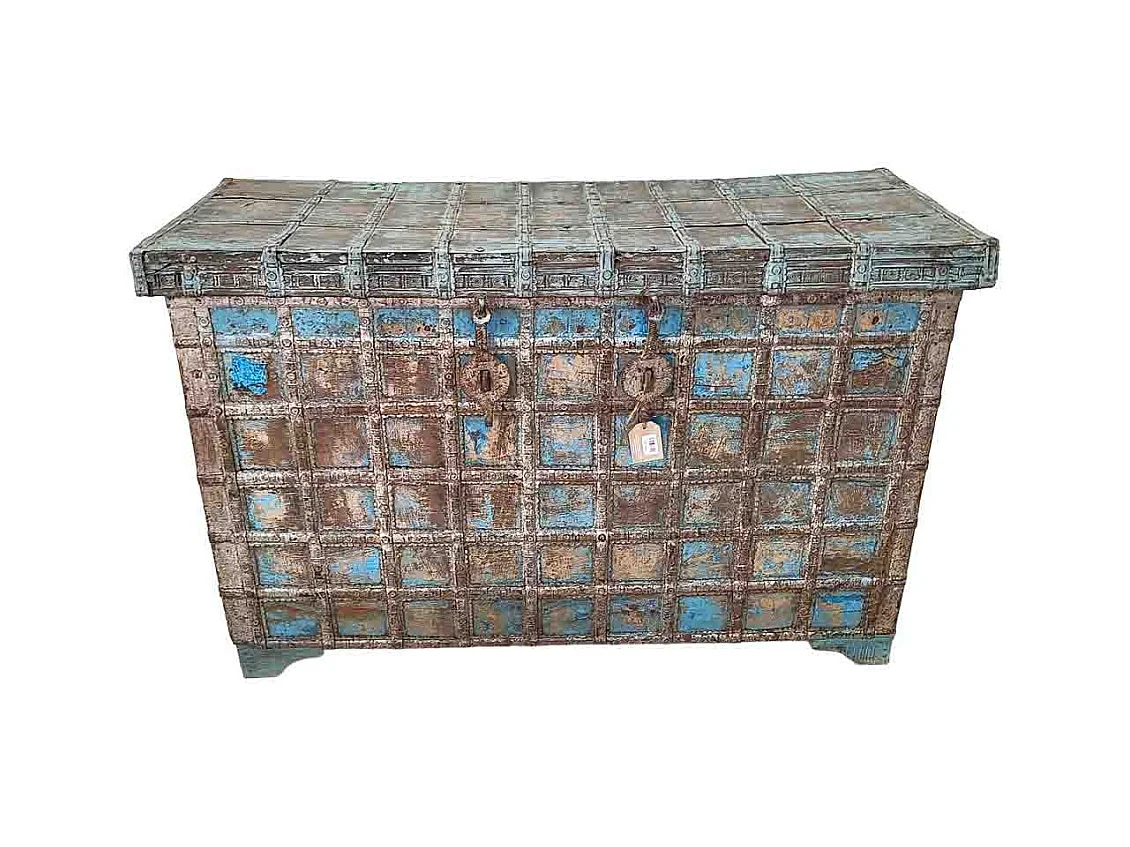 Baú em madeira castanha 121x50x79 cm