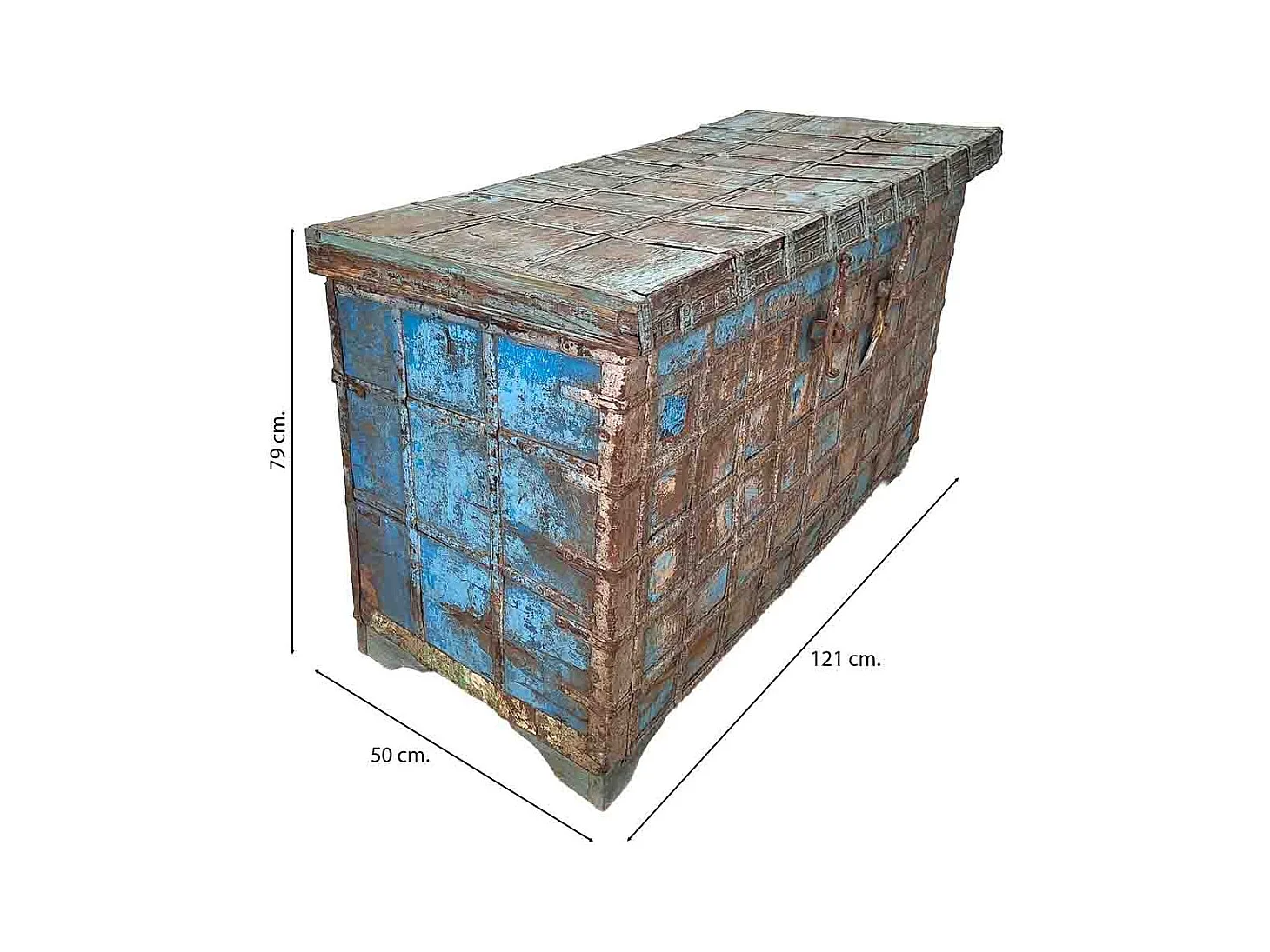 Baú em madeira castanha 121x50x79 cm
