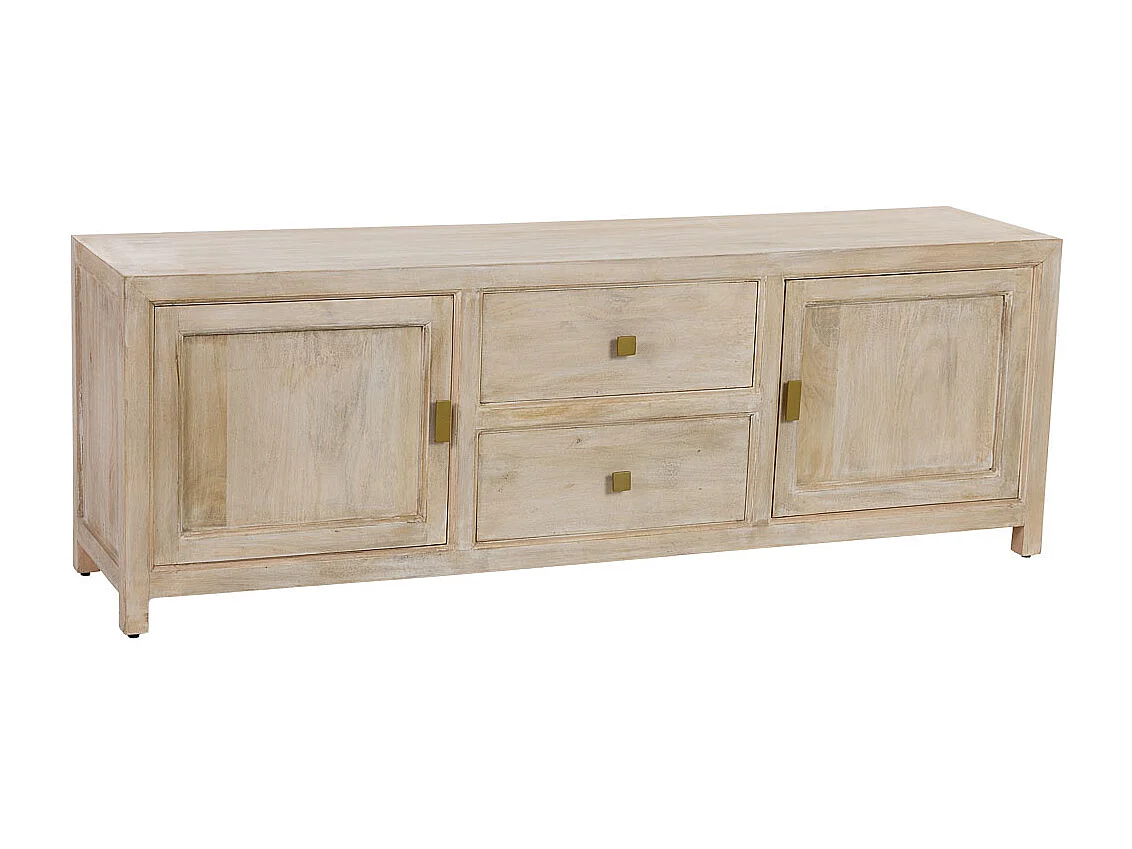 Mueble bajo de madera beige 2 puertas y 2 cajones 170x40x56h cm