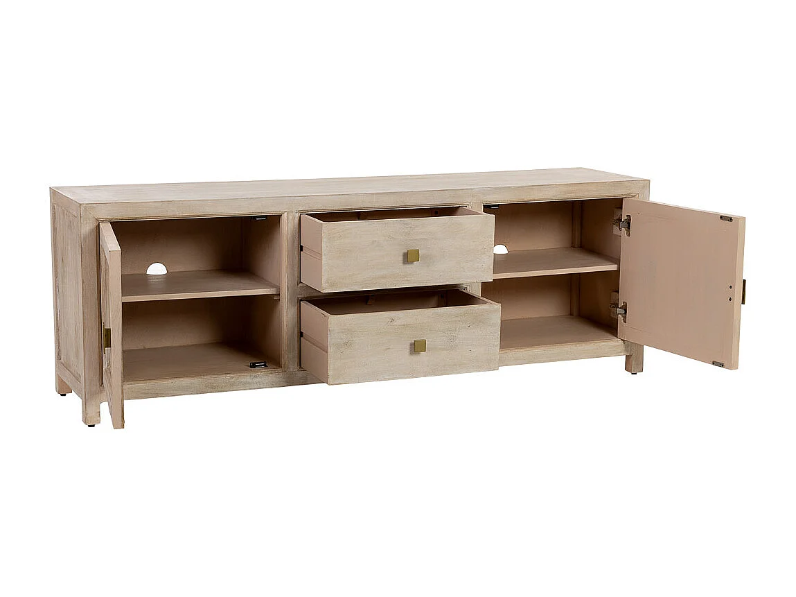 Mueble bajo de madera beige 2 puertas y 2 cajones 170x40x56h cm