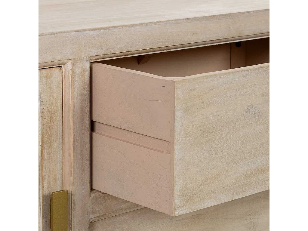 Mueble bajo de madera beige 2 puertas y 2 cajones 170x40x56h cm