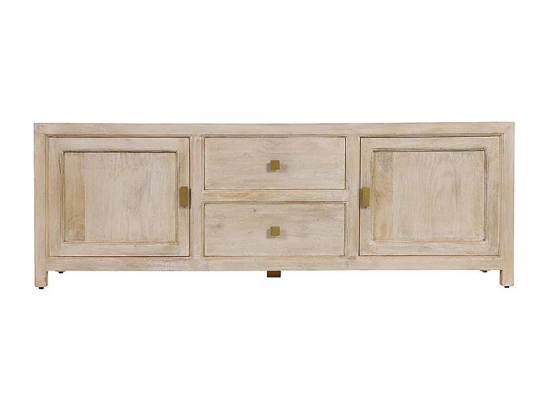 Mueble bajo de madera beige 2 puertas y 2 cajones 170x40x56h cm