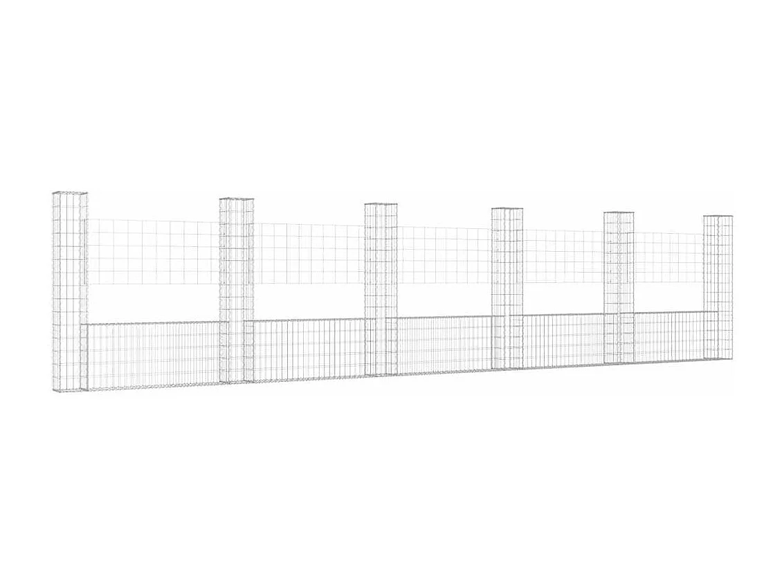 Mur en gabion-Panier de gabion en forme de U avec 6 poteaux Fer 620x20x150 cm