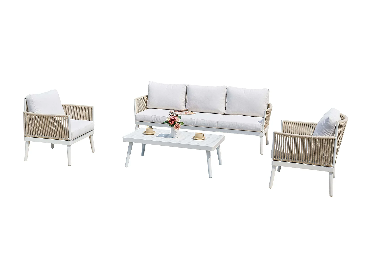 Pack Exterior Jardín Ibiza con 2 Sofás Individuales y Sofá 3 Plazas