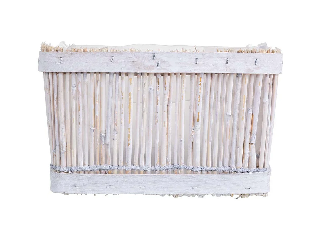 Cesto de bambú cuadrado blanco 17x12x10h cm