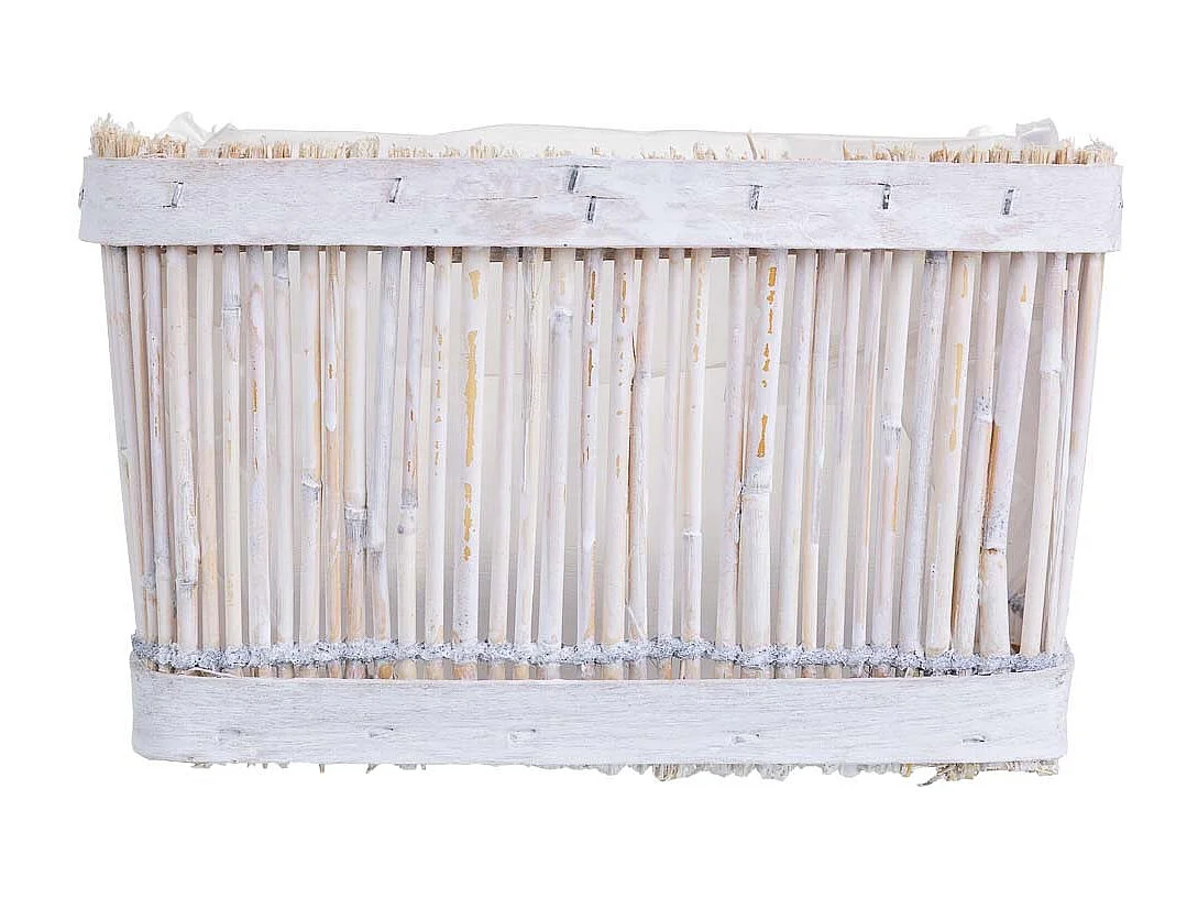 Cesto de bambu quadrado branco 17x12x10 cm