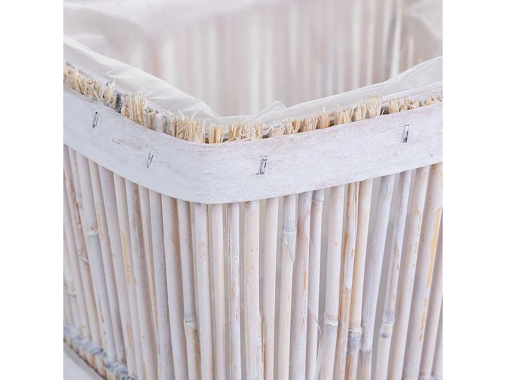 Cesto de bambu quadrado branco 17x12x10 cm