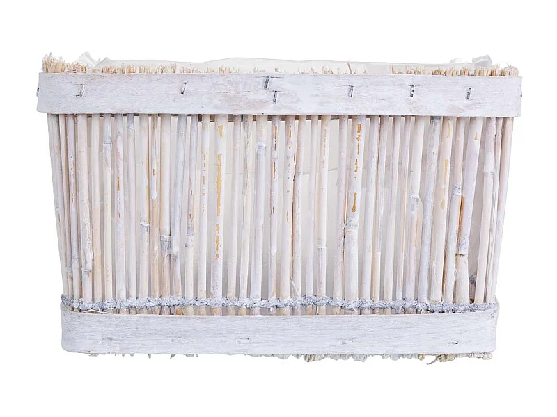 Cesto de bambu quadrado branco 17x12x10 cm