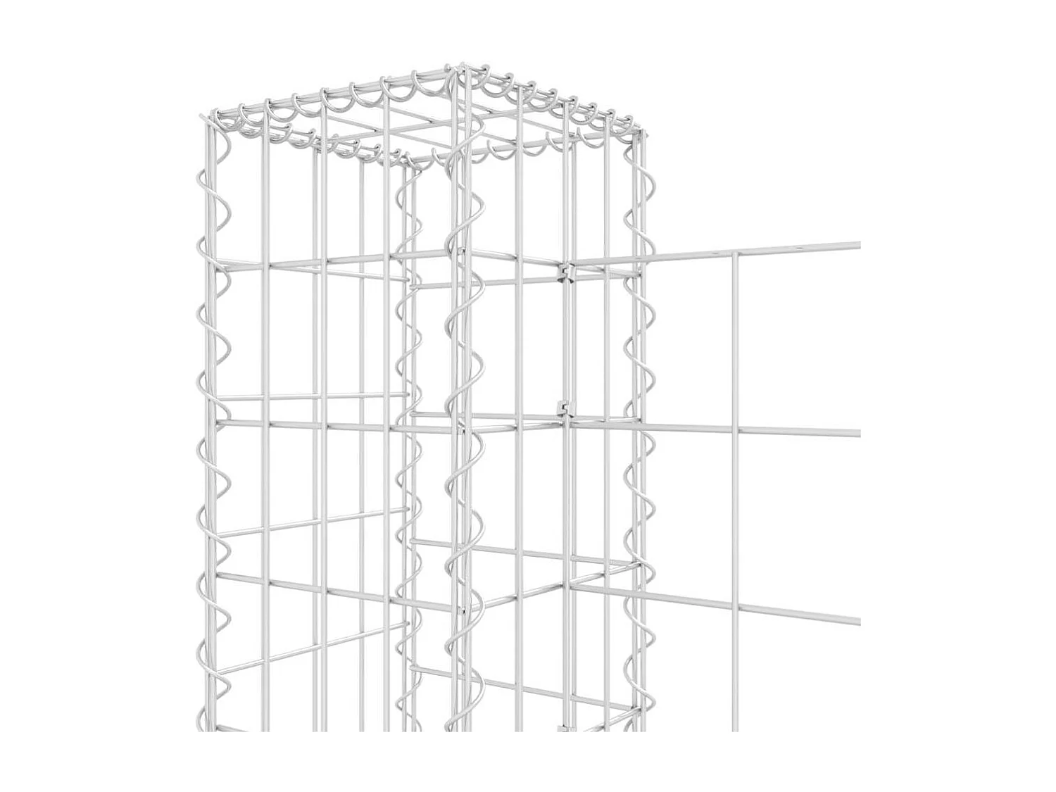 Mur en gabion-Panier de gabion en forme de U avec 7 poteaux Fer 740x20x100 cm