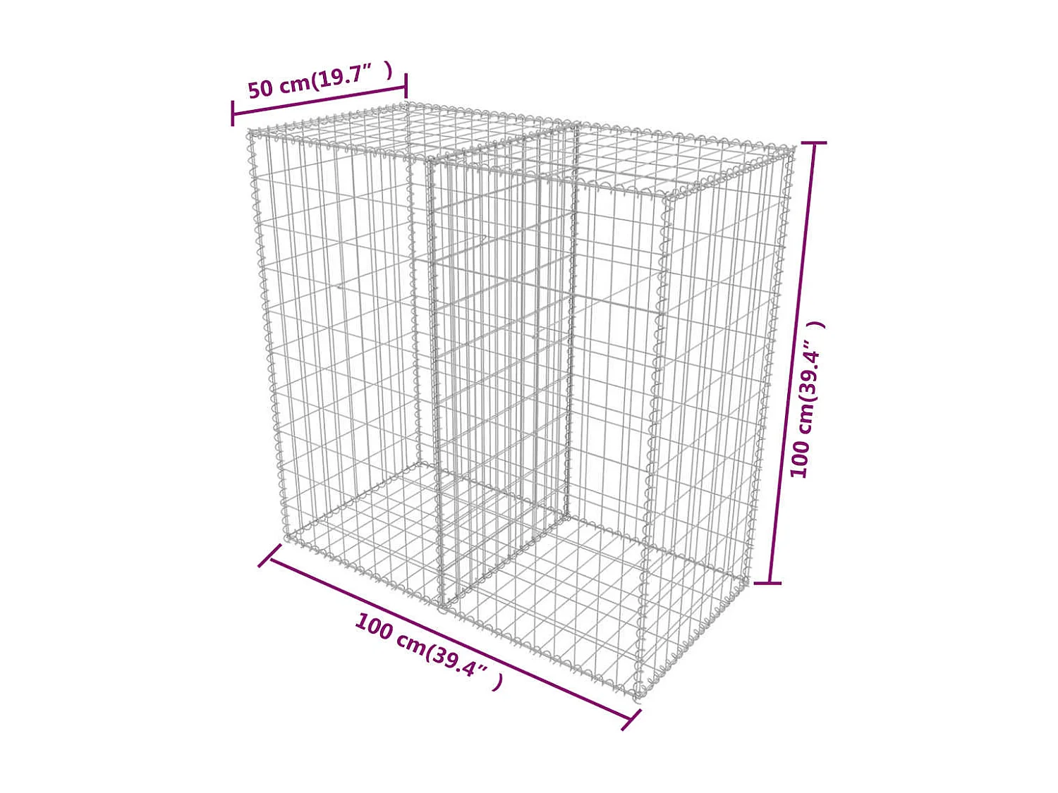 Mur en gabion-Panier de gabion Acier galvanisé 100x50x100 cm
