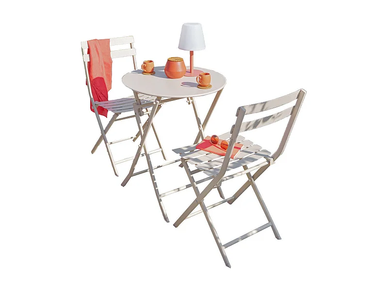 Pack Muebles Terraza Mesa 2 Sillas Plegables Greensboro Arcilla